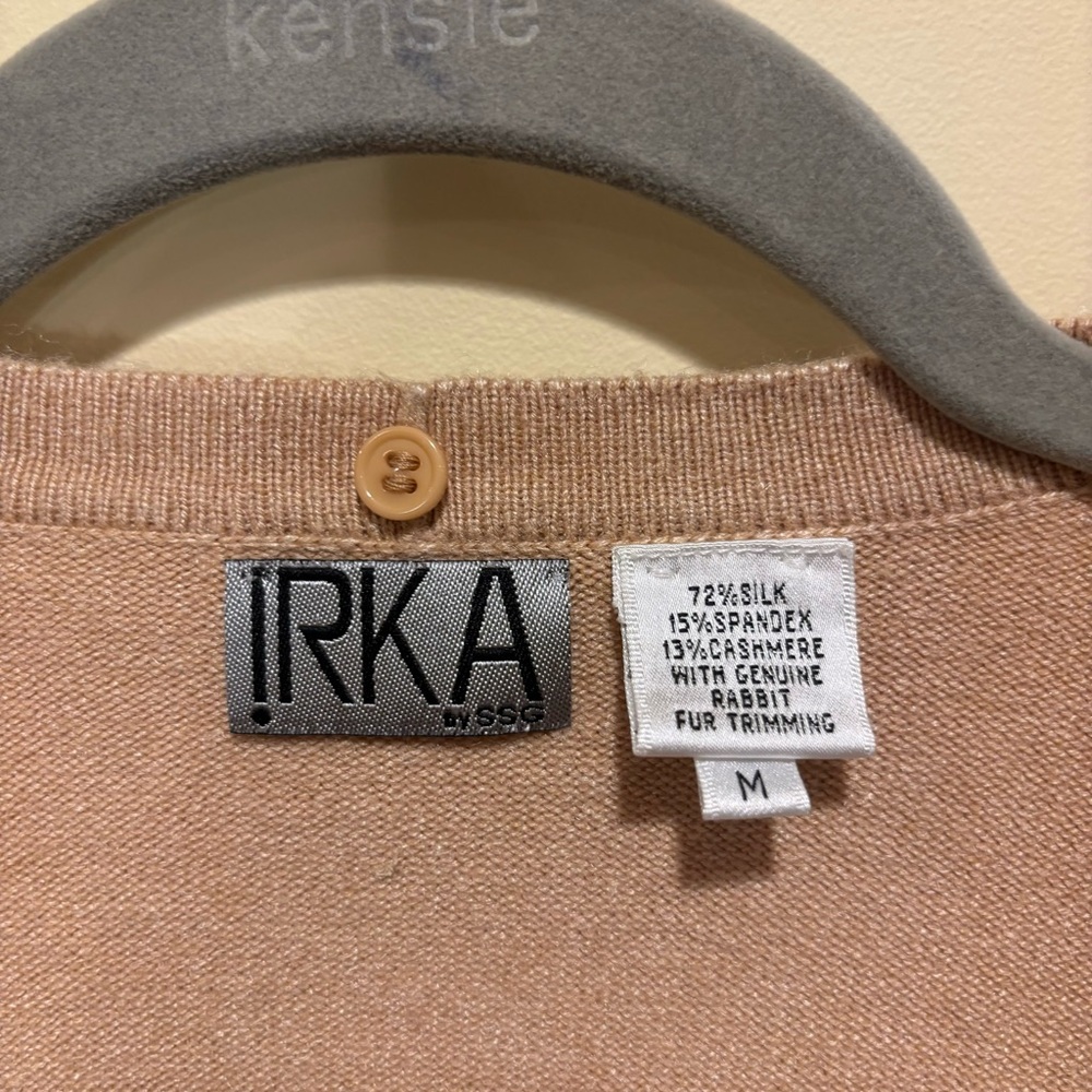 IRKA by 8998 Beaded Cardigan with Genuine Rabbit Fur Trim – Medium - Picture 3 of 6
